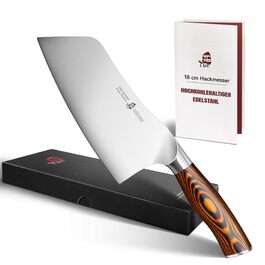 Ніж кухарський TUO Hackmesser 18 см, сталь німецька нержавіюча, високопродуктивна, з пакуванною дерев'яною ручкою для кухні та ресторану (Fiery Phoenix)