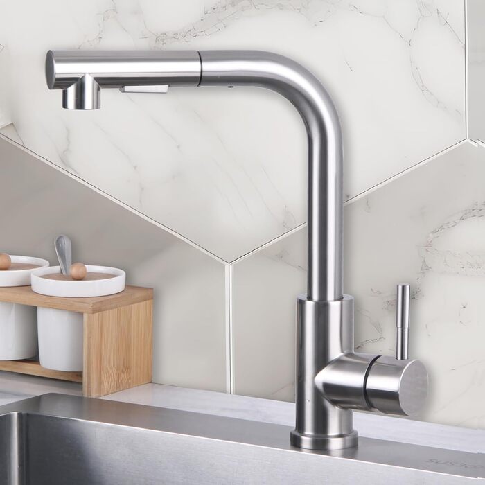 Висувний кран для кухні SEMANEY з двома режимами, поворотний на 360°, з донним виливом, однорегуляторний, матовий (для кухні)
