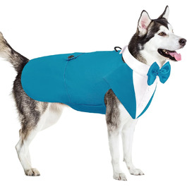 AOFITEE Dog Grooming Dog Suit & Bandana Set, Dog Wedding Party Suit Dog Bow Tie Shirt Vest, Pet Suit Costume Dog Clothes with Detachable Bow Tie for Halloween, Christas (XXL, Turquoise)