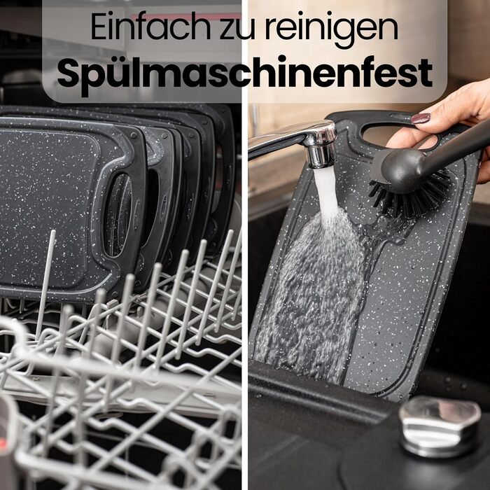 Набір з 6 дерев'яних підставок для сніданку з бамбука, 22x14x0,8 см, набір з 6 шт. (чорний/антрацит)