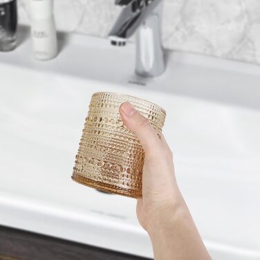 Bathroom Toothbrush Holder, Clear Glass, Toothbrush and Toothpaste Holder, 284 ml, Bathroom Storage Cup for Toothbrush, Makeup Brushes (Amber)