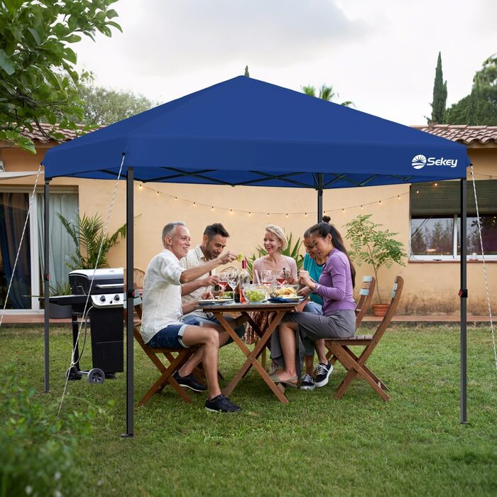Sekey One-Touch Pop Up Pavilion 3x3 Waterproof Stable Winter-Proof, Folding Pavilion 3x3m with Thickened Tubes, Party Tent Pavilion Foldable for Camping Festival Party, (Navy, without sidewalls)