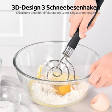 Міксер для тіста U-Taste: ручний вінчик для випічки з нержавіючої сталі 18/8, 32 см, чорний