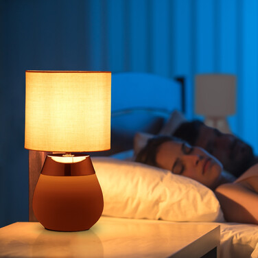Relaxdays Table Lamp with Fabric Shade, 2-Piece Set