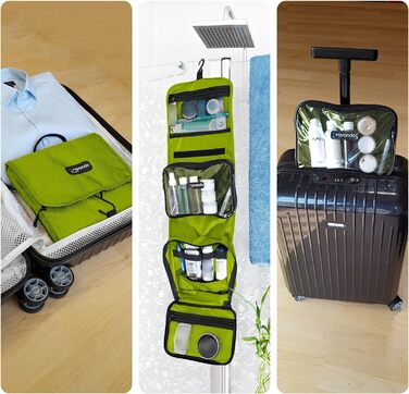 Чоловіча дорожня косметичка TRAVANDO з петлею, прозора, велика, для подорожей, зелена