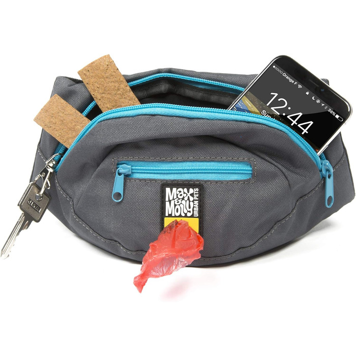 Сумка для тренування собак Max & Molly з відділеннями для ласощів, іграшок та аксесуарів, з дозатором для пакетів для екскрементів, регульованого розміру, блакитна