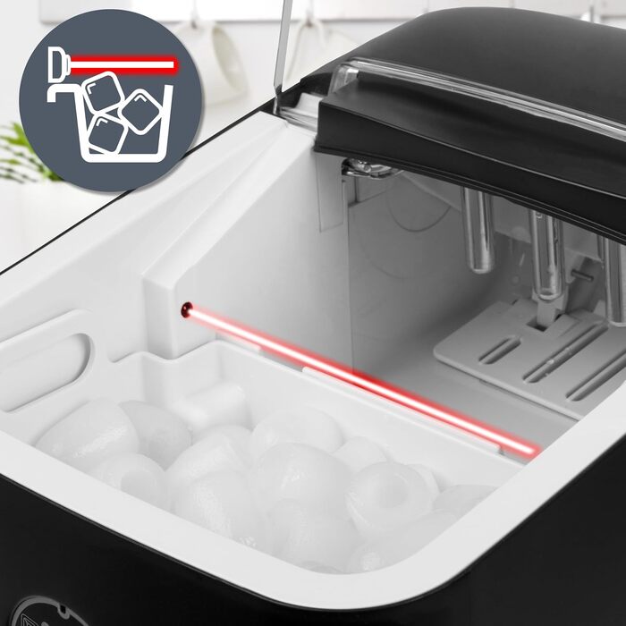 Машина для приготування льоду Duronic ICM12 BK – автоматична, чорна, 12 кг/24 год, 1 л резервуар, тихий компресор 54 дБ, 120 Вт