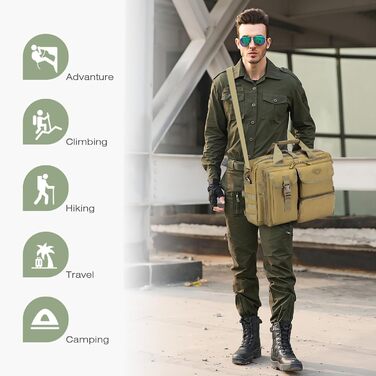 SPAHER Work Bag for Men Laptop Bag 14/15.6/17.3 Inch Messenger Bag Pilot Bag Briefcase Men Tactical Bag Military Bag Carry Bag Shoulder Bag for Men