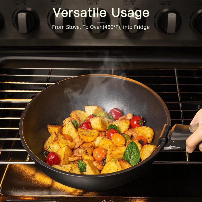Набір посуду Astercook 21 предмет: каструлі та сковорідки з антипригарним покриттям, керамічний набір, знімні ручки, для дому та кемпінгу, сумісний з індукцією, можна мити в духовці, компактний, стійкий