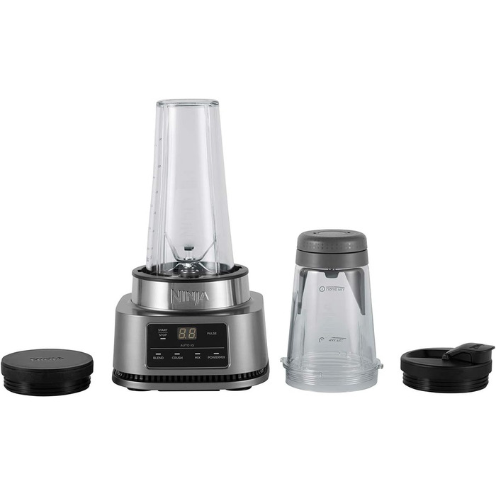 Ninja Foodi Power Nutri Blender 2-in-1, Mix-Smoothie-Bowls, thick spreads & frozen drinks, automatic programs, 700ml cup & 400ml bowl with Power Paddle, 1100W, Silver CB100UK Nutri-Mixer