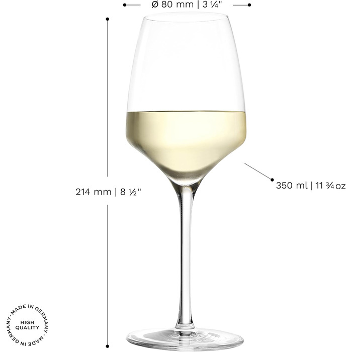 Stölzle Lausitz White Wine Glasses Experience 6-Piece Set 350 ml – High-quality wine glasses ideal for white wine & aperitif – Elegant white wine bowl made of crystal glass – dishwasher-safe & Made in Germany