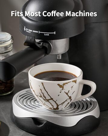 Набір керамічних чашок капучино HOME DECOR 4 шт., 220 мл, з металевим підставкою. Підходить для капучино, лате, американо та чаю. Чорний та білий дизайн.