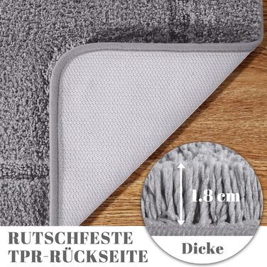 Набір килимків для ванної кімнати SOANNY (2 шт.), мікрофібра, антиковзаючі, швидковисихаючі, сірий. Розміри: 53x86 см та 50x50 см