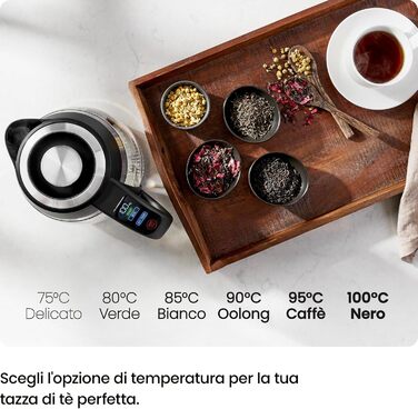 Електричний чайник Chefman 1.8L з нержавіючої сталі, автоматичне вимкнення, захист від перегріву, скло Borosilikat, функція підігріву