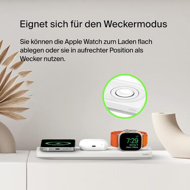 Belkin MagSafe Бездротовий зарядний пристрій 3-в-1 MFi для iPhone 16/15/14/13/12, Apple Watch, AirPods (Білий)