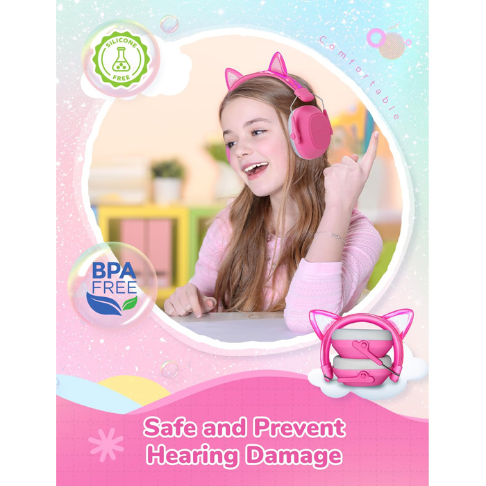 iClever навушники з шумозаглушенням для дітей (рожеві, з котячими вушками) C-rosa Katzenohren