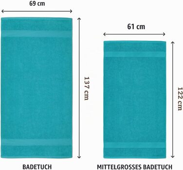 Набір банних рушників Utopia Towels 100% бавовна, 6 шт, 60x120 см, м'які та гігроскопічні рушники для душу та басейну (Бірюзовий)