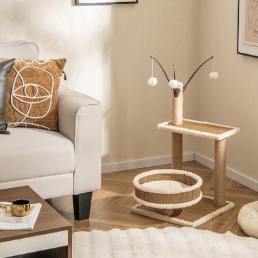 Кігтеточка SOARS для котів з ліжком, платформою та іграшками, 40x40x80 см