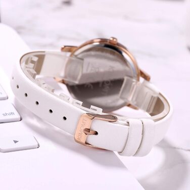 Жіночий годинник на шкіряному ремінці: кварцовий, водостійкий, модний, рожево-золотий, для дівчат та жінок