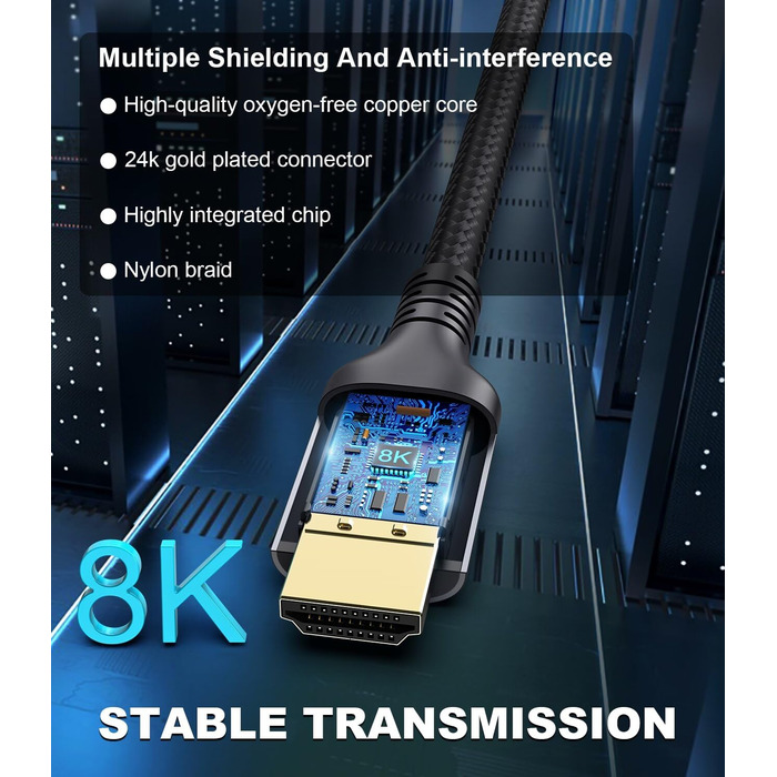 HDMI 2.1 кабель Adauxter 2 метри: 8K, 48Gbps, eARC, HDCP2.3, HDR10+, для PS5, X-Box, PC, TV, монітор
