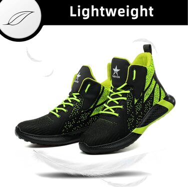 Легкі захисні черевики для чоловіків та жінок. Робочі черевики з металевим капом, дихаючі, неслизькі. Розміри 35-48 EU (39 EU), колір зелений.