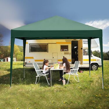 LEADZM 3x3m Pavilion, Pop-up Folding Pavilion, Stable, Waterproof, Steel Frame, Adjustable Height, UV Protection 50+, Garden Tent, Party Tent, for Garden, Party, Camping (Green)