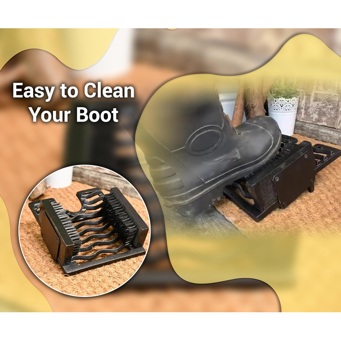 ARSUK Welly Boot Scraper, Boot Butler, Shoe Brushes, Motif Shoe Accessories & Care Cast Iron Wellington Boot Rack, Made of Metal Cast Iron Boot Scraper, Shoe Shelves & Cabinets