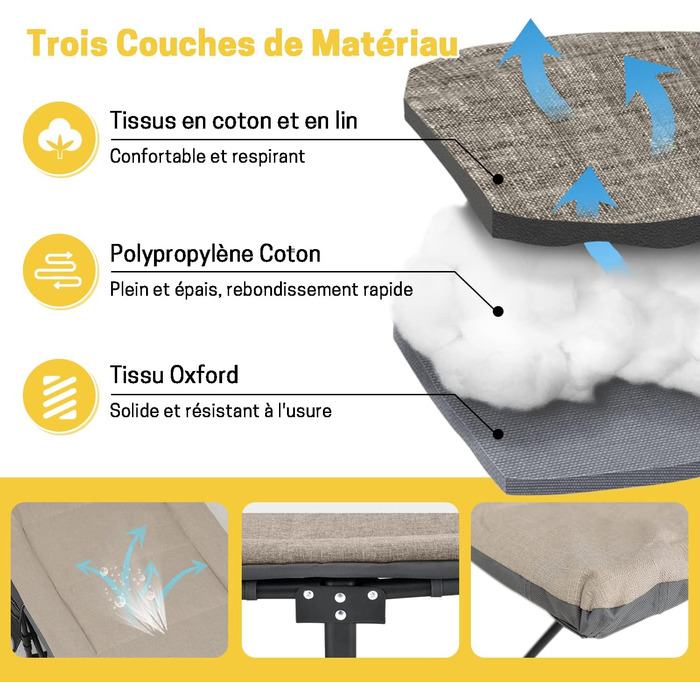 Складне кемпінгове ліжко ATORPOK для дорослих, міцне, до 250 кг, для відпочинку на природі, кемпінгу, подорожей, дому (Хакі)