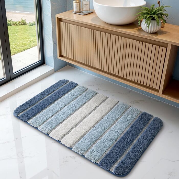 Нековзна килимок для ванної кімнати DEXI 40 x 60 см, м'який, швидковисихаючий, для ванни, душу, прання, блакитний