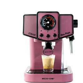 ECODE® Espresso Machine Delice Black, 20 Bar Pressure, Swivel Vaporizer - Machine with 1.5 L Tank, Milk Frother, Single/Double Dosage, Manometer with Temperature - Coffee Machine (Purple)