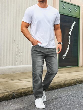 Чоловічі джинси Runcati Regular Fit: зручні стрейч джинси з деніму для повсякденного носіння, сірі, розмір XL