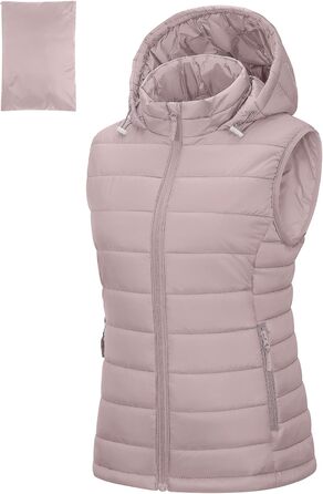 Стьобана жилетка Outdoor Ventures для жінок з капюшоном: тепла спортивна жилетка для походів, кемпінгу та їзди на велосипеді (Рожева, L)