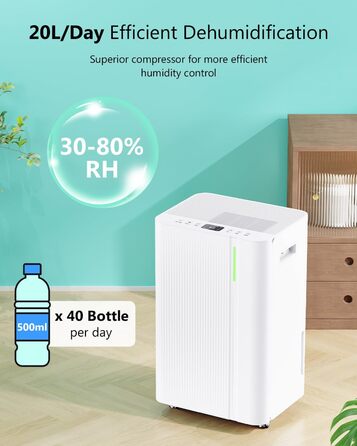 Електричний осушувач повітря для дому, квартири, підвалу. Тиха робота, 3 режими, таймер 24г, автоматична відтавлювання, 20л/день