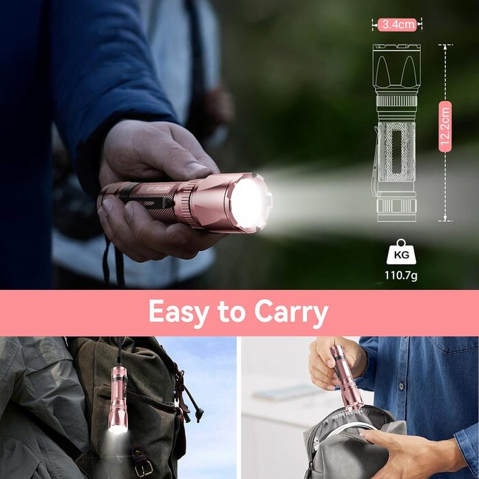 Ліхтар налобний LED Gearlite, перезарядна суперяскрава тактична рукавичка з функцією зуму, 3000 люмен, 3 режими світла, водонепроникний IP65, для кемпінгу, риболовлі, активного відпочинку, надзвичайної ситуації (рожевий, 1 шт.)