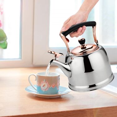 Нержавійна чавур для кемпінгу 3L з чайником, для плити та газової поверхні, зі свистком (Золотий)