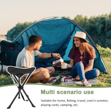 Чорний складаний табурет-стілець 60 см для кемпінгу, риболовлі, саду та балкону з сумкою
