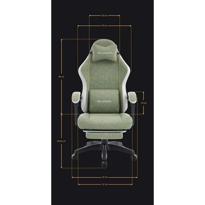 Ігрове крісло Delagear G 325, зелене, оббивка з тканини