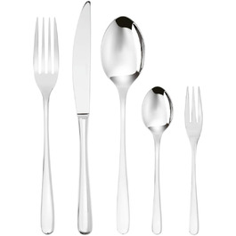 Sambonet Taste 52553-G6 - 18/10 Stainless Steel Dinnerware Set, for 12 people, 30-piece: 6 Forks, 6 Spoons, 6 Knives, 6 Teaspoons, 6 Dessert Forks, Dishwasher Safe, Steel