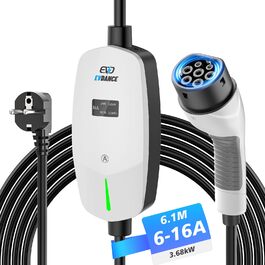Кабель для зарядки електромобіля EVDANCE Type 2 Schuko 6.1м 3.68kW з OLED екраном, 6-16A для PHEV/EV (Білий)