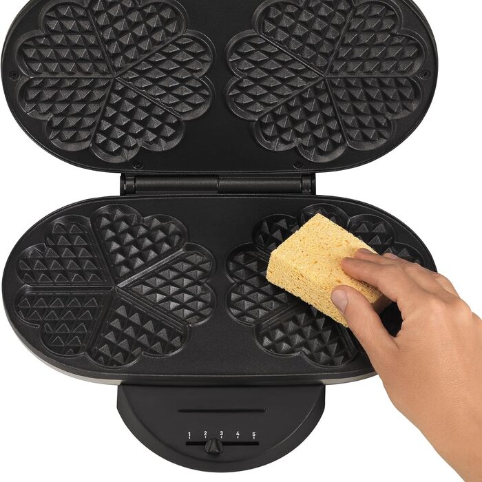 Tefal Double Heart Waffle Maker WM311D | Stepless temperature control for desired browning | Non-stick plates | Batter-catching device | 1200W | ‎37 x 11.4 x 28.5 cm Double Heart Waffle Iron