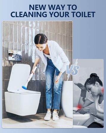 Electric Toilet Brush and Holder, Leebein Electric Toilet Bowl Scrubber Kit with 8 Replaceable Brush Heads, Disposable Toilet Brush with 6 Cleaning Refills, 2 Grout Brushes (Replacement Brush 36)