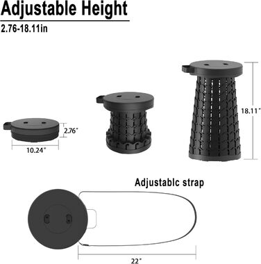 Тeleskopний складаний стілець для кемпінгу, риболовлі та відпочинку на природі. Міцний, з вантажопідйомністю 280 кг, компактний, 25x25x45 см, колір: смарагдово-зелений