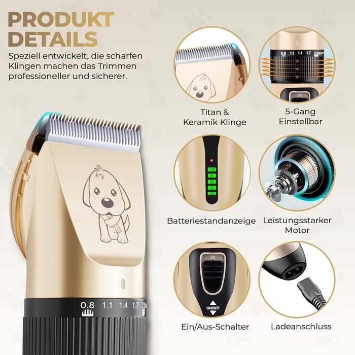 Професійна електрична машинка для стрижки собак GLOBAL TECH Leise - для собак, котів та інших домашніх тварин