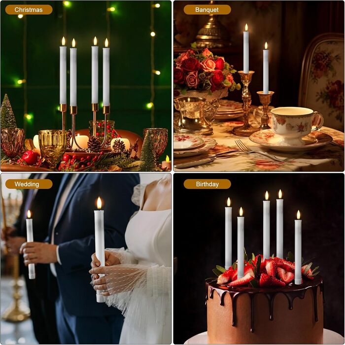 EXTSUD 6er LED Pillar Candles Rechargeable LED Pillar Candles with Timer and Remote Control Soft Silicone Wax Core, Unique Tear-Drop Design LED Candles for Living Room, Wedding, Dining Table, and Garden Party