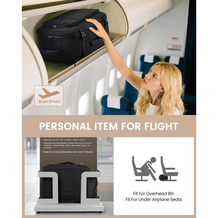 Рюкзак LOVEVOOK для ручної поклажі літака 45x36x20, жіночий, для ноутбука 17,3