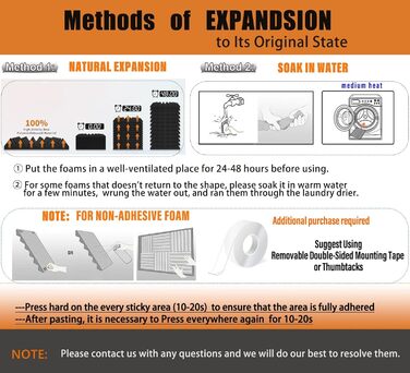 Самоклеїться акустичні панелі з шумопоглинаючого поролону, звукоізоляційні плити для студії та офісу, чорні, 30x30x2.5 см (48 штук)