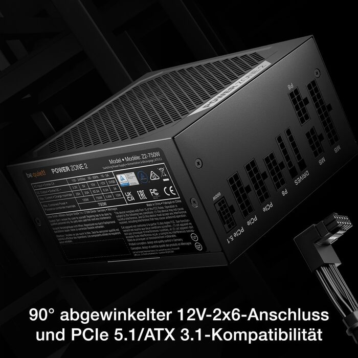 Блок живлення для ПК be quiet! Power Zone 2, 750W, сертифікація 80 Plus та Cybenetics Platinum