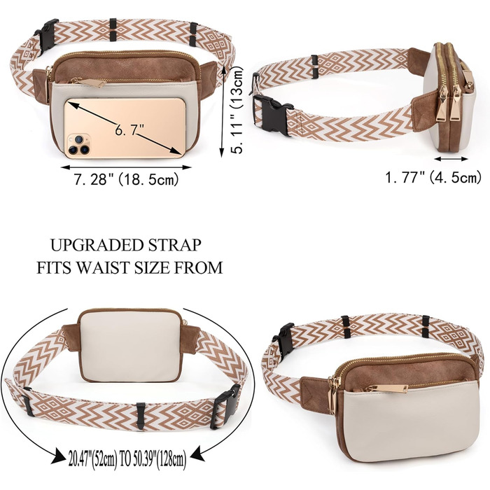 Жіночий гаманець UTO з PU шкіри, багатофункціональний на блискавці, клатч для телефону (білий та коричневий)