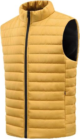 Чоловіча степкова жилетка з коміром, легка зимова жилетка, тепла робоча жилетка, спортивна жилетка з кишенями, для гольфу, піших прогулянок, жовта, XS