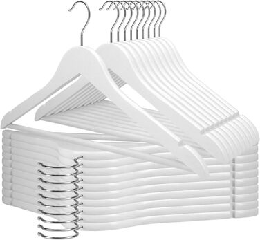 20 дерев'яних вішалок для одягу VonBueren, білі | 44,5 x 22 см кожна | 360° обертання | 20 шт.